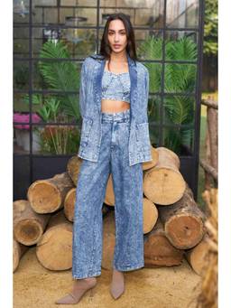 dash and dot - Blue Washed Denim Jacket
