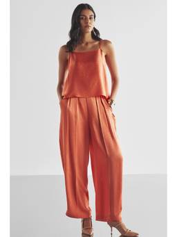 dash and dot - Peach Back Knot Draped Textured Top