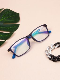 TED SMITH - Full Rim Blue Rectangle Eyeglasses Frames for Men-Women (54)