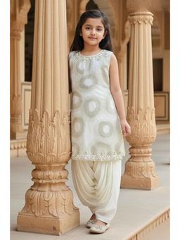 Lagorii - Cream Gold Kurta with Cream Patiala Salwar