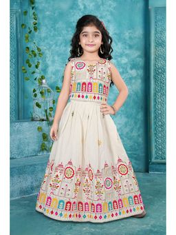 Lagorii - Elegant Cream With Multi-Colour Embroidered Lehenga with Choli & Dupatta