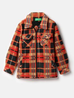 United Colors of Benetton - Regular Fit Cut Way Collar Checks Multi-Colour Shacket