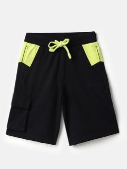 United Colors of Benetton - Relaxed Fit Mid Rise Black Cargo Shorts