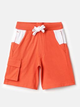 United Colors of Benetton - Relaxed Fit Mid Rise Orange Cargo Shorts
