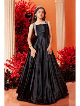 Lagorii - Designer Black Shimmer Embellished Ballroom Gown