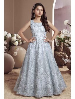 Lagorii - Blue Embroidered Party Wear Gown With Sequin Work