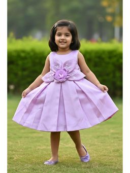 Lagorii - Lavender 3D Floral Applique With Embroidery Party Wear Frock