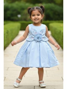 Lagorii - Blue 3D Floral Applique With Embroidery Party Wear Frock