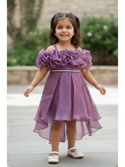 Lagorii - Purple Ruffle Layered Party Wear Frock With Shimmer Strap