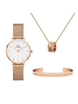 Daniel Wellington - Melrose 28mm White Dial Watch Women Gift Set (Set of 3)