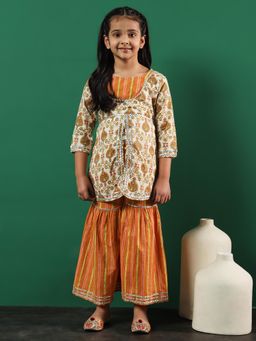 Readiprint - A-Line Style Cotton Off White Kurti and Sharara (Set of 2)
