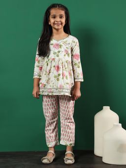 Readiprint - Frock Style Cotton Pink Kurta with Pants (Set of 2)