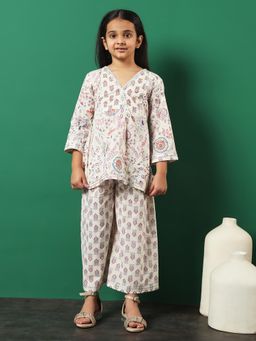 Readiprint - A Line Style Cotton Cream Kurti with Palazzo (Set of 2)