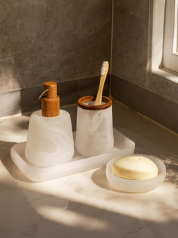 OBSESSIONS - Set Of 4 White Glass Bathroom Set