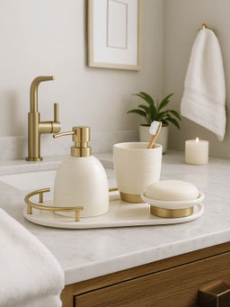 OBSESSIONS - Set Of 4 White Ceramic Bathroom Set