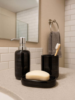OBSESSIONS - Set Of 3 Black Ceramic Bathroom Set