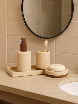 OBSESSIONS - Set Of 4 Beige Polyresin Bathroom Set