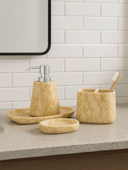 OBSESSIONS - Set Of 4 Brown Polyresin Bathroom Set