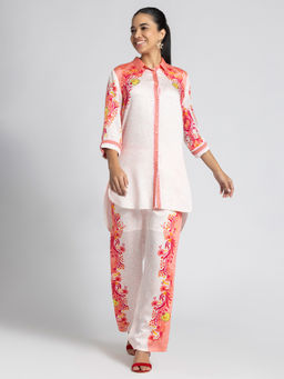 SHAYE - White Floral Print Casual Co-Ord for Women (Set of 2)