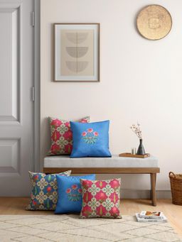 India Circus by Krsnaa Mehta - Clover Knotty Satin Blend Cushion Cover Set Of 5