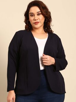 THE PINK MOON - Plus Size Black Embossed Front Open Jacket