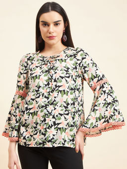Gipsy - Women Printed Lace Rayon Multi-Color Top