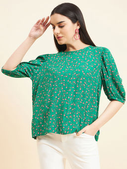Gipsy - Women Printed Rayon Green Top
