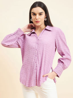 Gipsy - Women Solid Crush Cotton Lavender Shirt