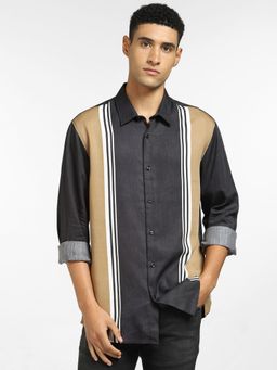 Jack & Jones - Black Striped Full Sleeves Shirt