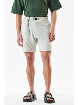 Snitch - Off White Textured Regular Casual Shorts for Men