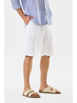 Snitch - White Solid Casual Wear Shorts for Men