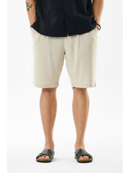 Snitch - Beige Solid Casual Wear Shorts for Men