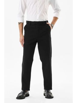 Snitch - Black Solid Slim Formal Trouser for Men