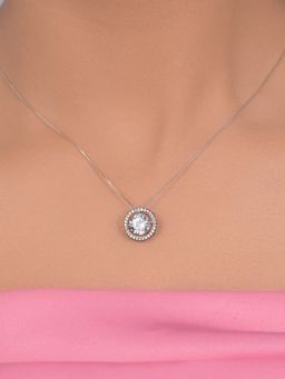 Margento Jewels - 925 Sterling Silver Rhodium Plated CZ Pendant with Chain