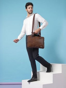 VISMIINTREND - Unisex Professional Office Laptop Messenger Bag - Brown