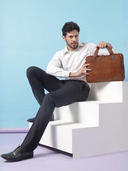 VISMIINTREND - Unisex Professional Office Laptop Messenger Bag - Tan