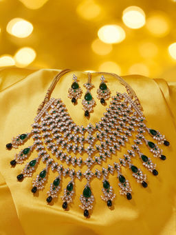 Zaveri Pearls - Green Bridal Kundan Layered Jewellery Set