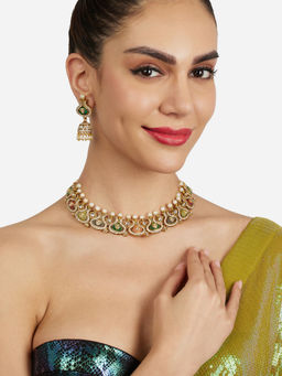 Zaveri Pearls - Multi-Color Stones Pearls Jewellery Set