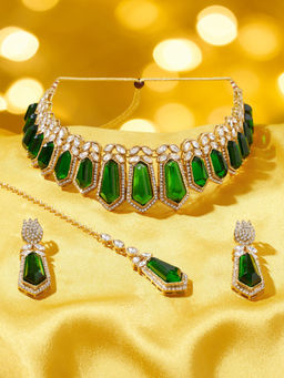 Zaveri Pearls - Green Stones Choker Jewellery Set
