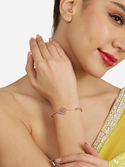 Zaveri Pearls - Rose Gold Plated Cubic Zirconia Bracelet