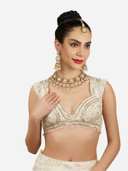 Zaveri Pearls - Gold Plated Kundan and Pearl Jewellery Set