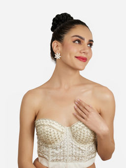 Zaveri Pearls - White Enamelling Statement Flower Contemporary Studs Earring-ZPFK21865