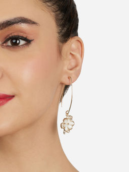 Zaveri Pearls - White Enamelling Contemporary Flower Drop Earring-ZPFK21869