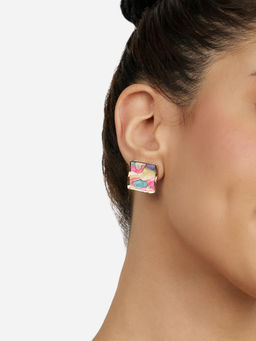 Zaveri Pearls - Multicolor Enamelling Contemporary Square Studs Earring-ZPFK21875
