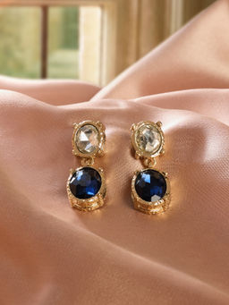 Zaveri Pearls - Dazzling Blue Stones Embellished Contemporary Drop Earring-ZPFK21876