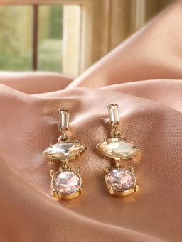 Zaveri Pearls - Dazzling Pink Stones Embellished Contemporary Drop Earring-ZPFK21877