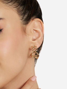 Zaveri Pearls - Gold Tone Contemporary Design Semi Hoop Studs Earring-ZPFK21878