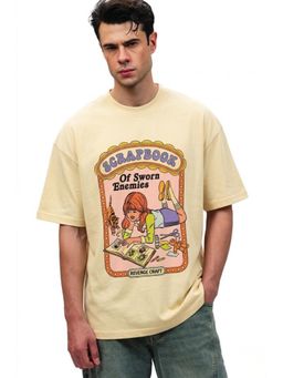 Bonkers Corner - Men Yellow Revenge Craft Graphic Printed Oversized T-shirt