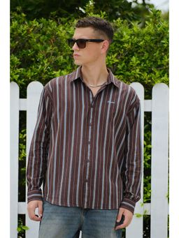 Bonkers Corner - Men Mocha Brown Avenue Stripes Shirt