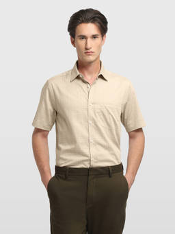 Arrow - Men Beige Checks Printed Originals Shirt